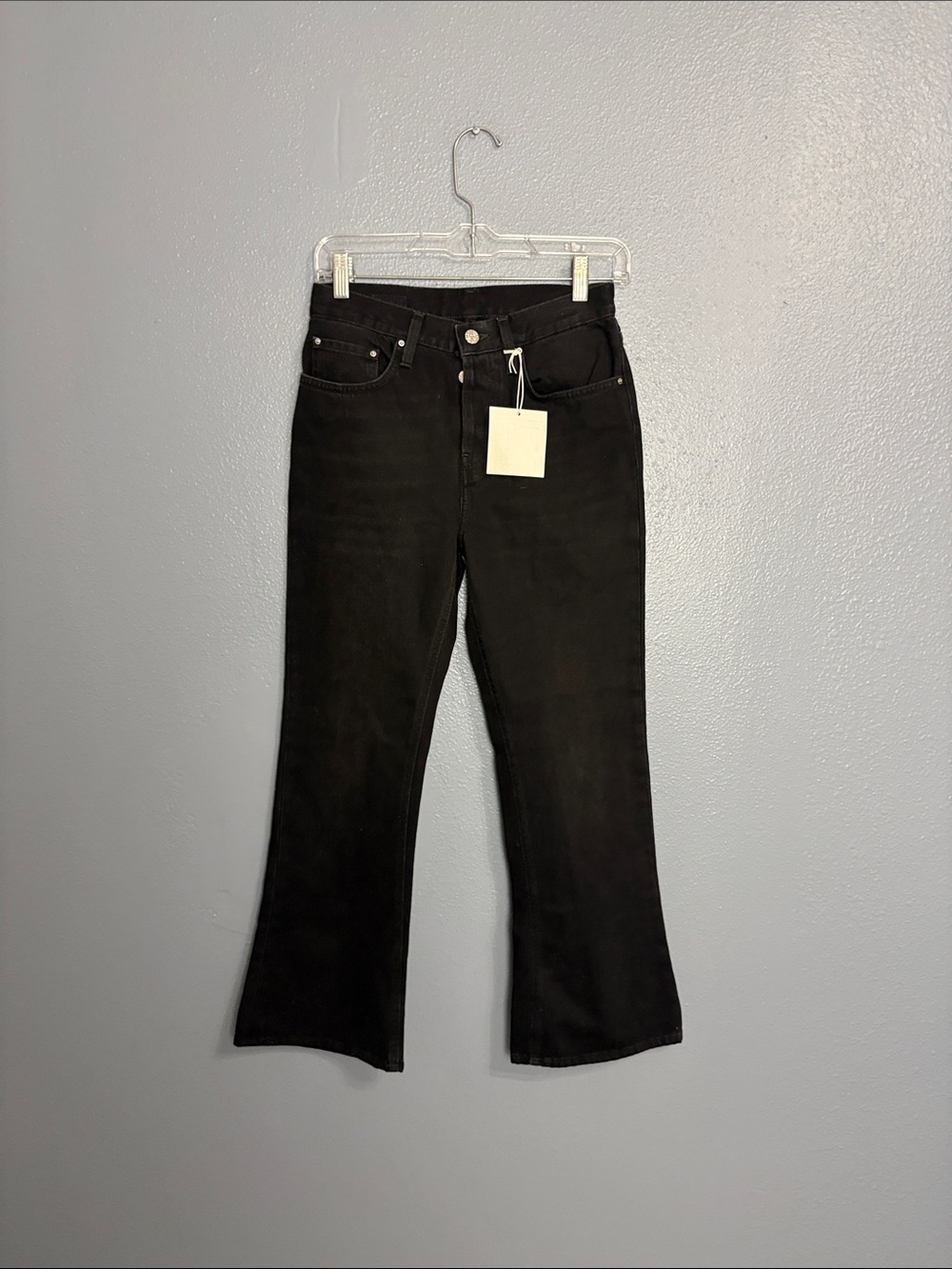 Toteme cropped kick denim faded black 230 Black Women's Straight-Leg Jeans - Picture 3 of 6